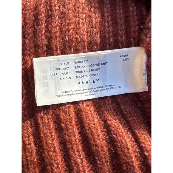 NWT Varley Rogan Cropped Knit Smoked Paprika M Ribbed Pullover Turtleneck Sweate - Picture 10 of 13